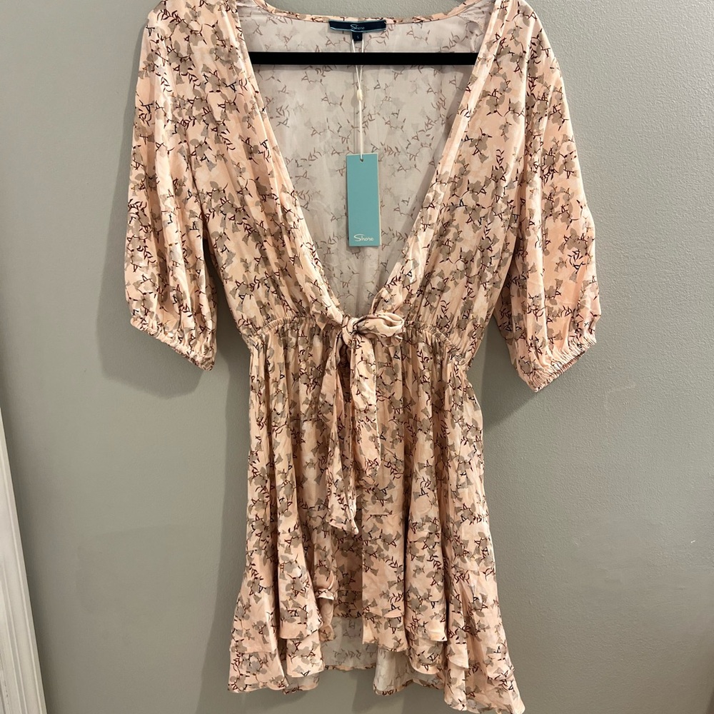 Shore Floral Mini Dress in Cream